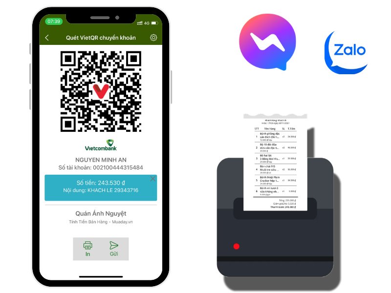 In hoá đơn bán lẻ & QR thanh toán