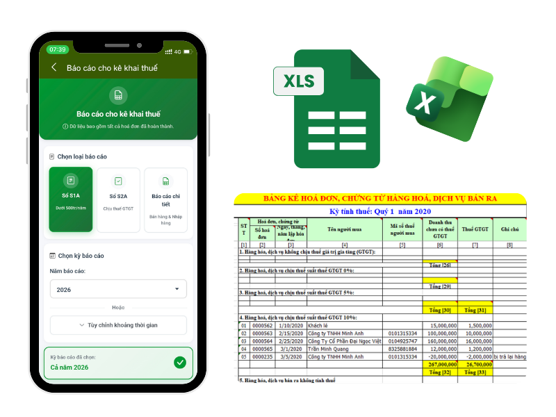 Báo cáo doanh thu & Hỗ trợ kê khai thuế